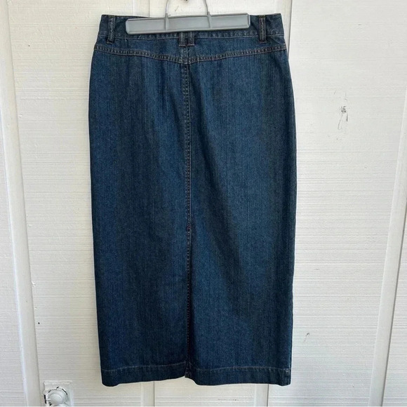 Bohemian Prairie Western Women’s Liz Claiborne 100% Cotton Long Denim Maxi Skirt - Picture 2 of 7